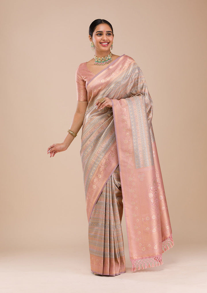 Pink Zariwork Silk Saree-Koskii