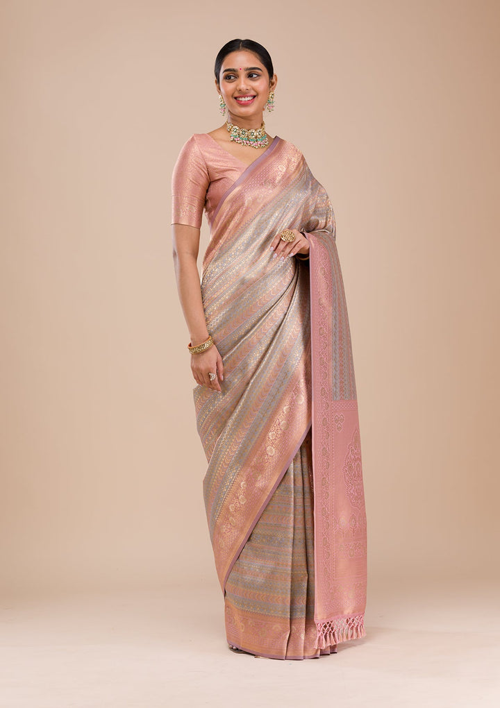 Pink Zariwork Silk Saree-Koskii