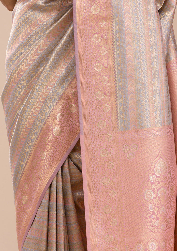 Pink Zariwork Silk Saree-Koskii