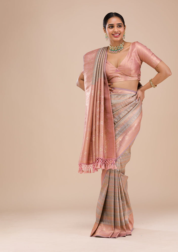 Pink Zariwork Silk Saree-Koskii