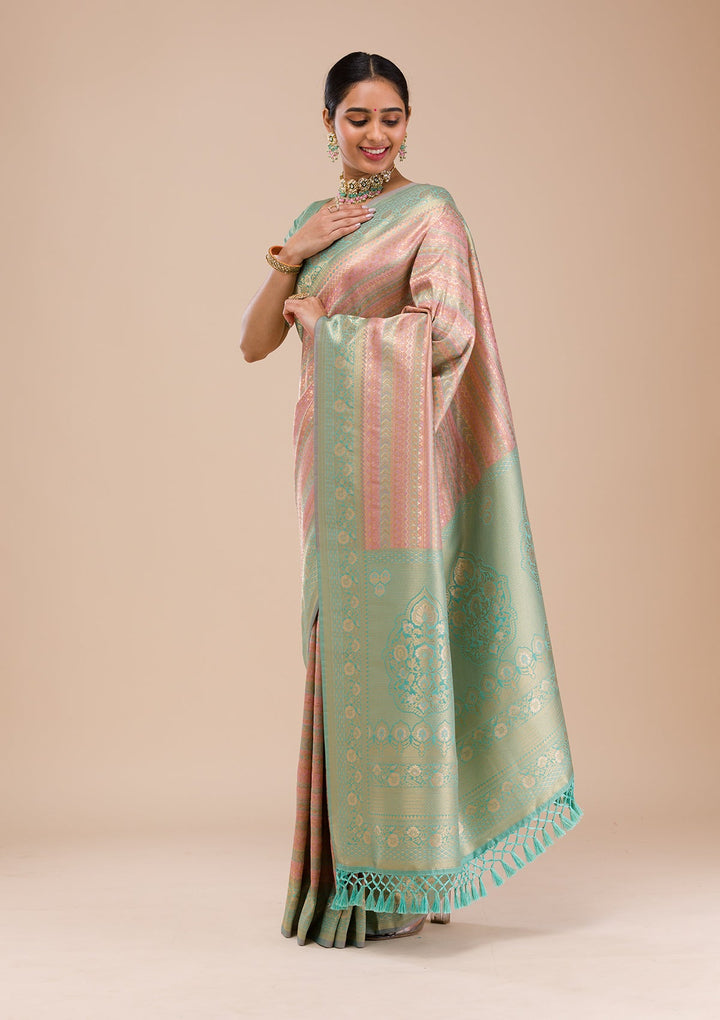 Pink Zariwork Silk Saree-Koskii