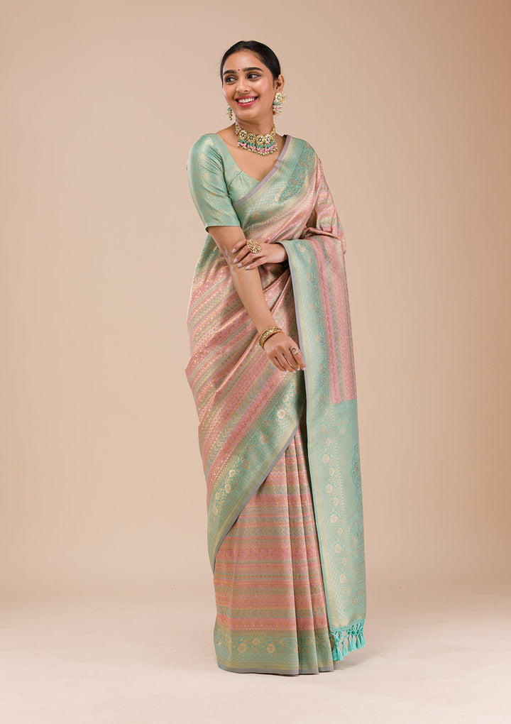 Pink Zariwork Silk Saree-Koskii