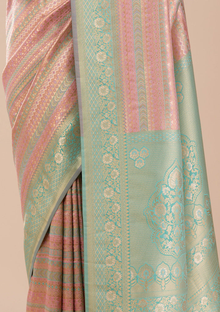 Pink Zariwork Silk Saree-Koskii