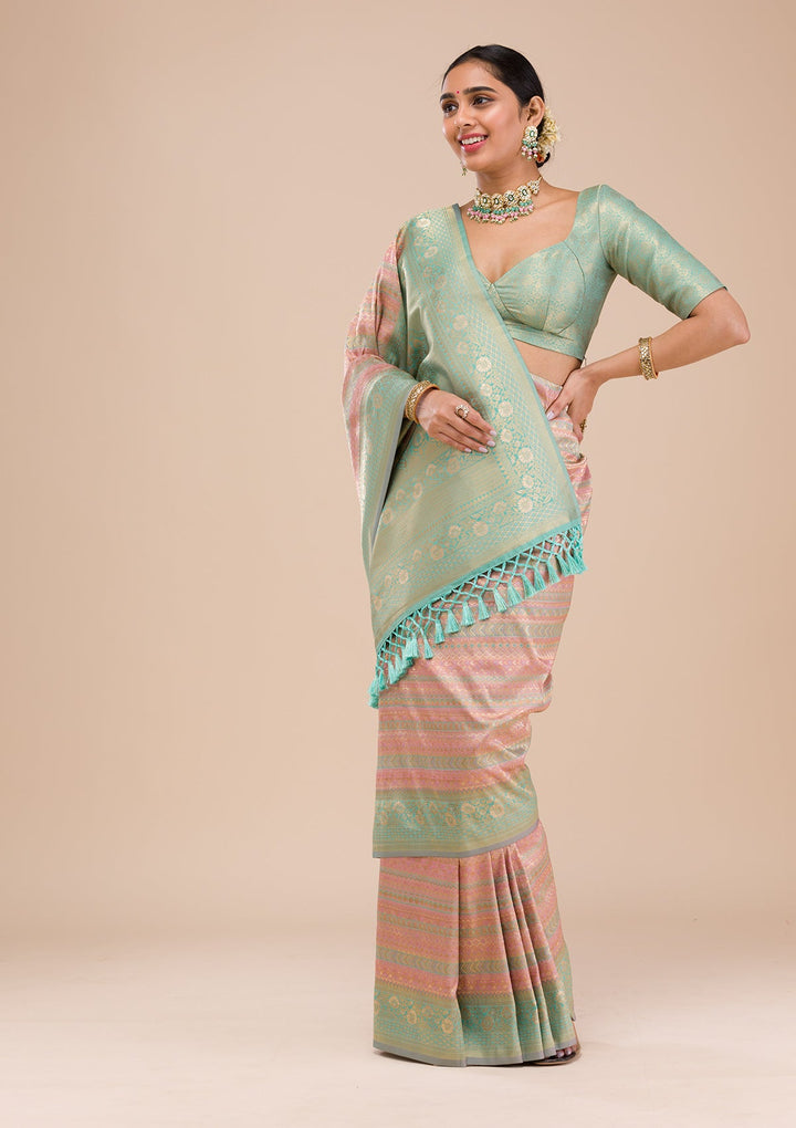 Pink Zariwork Silk Saree-Koskii