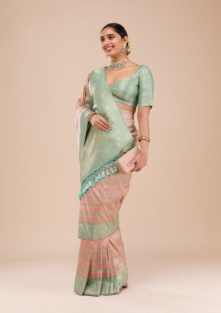 Pink Zariwork Silk Saree-Koskii