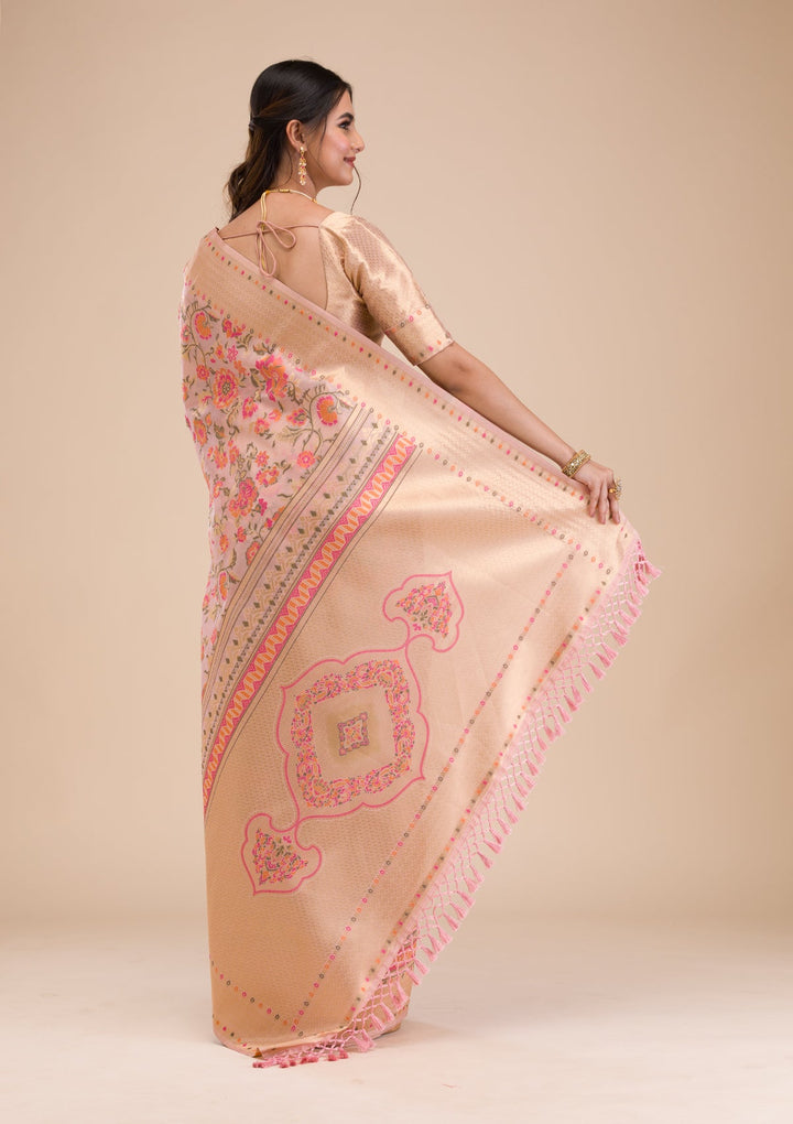 Pink Zariwork Soft Silk Saree-Koskii