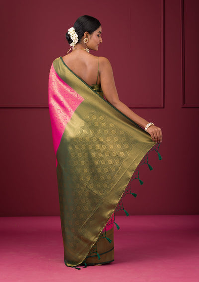 Pink Zariwork Soft Silk Saree-Koskii