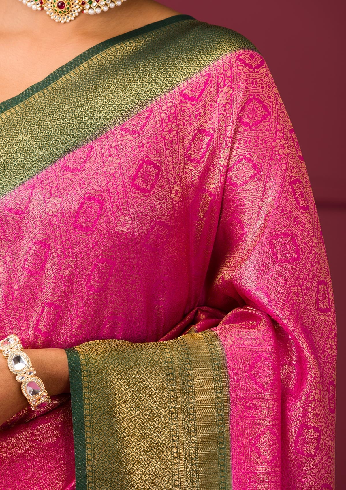 Pink Zariwork Soft Silk Saree-Koskii