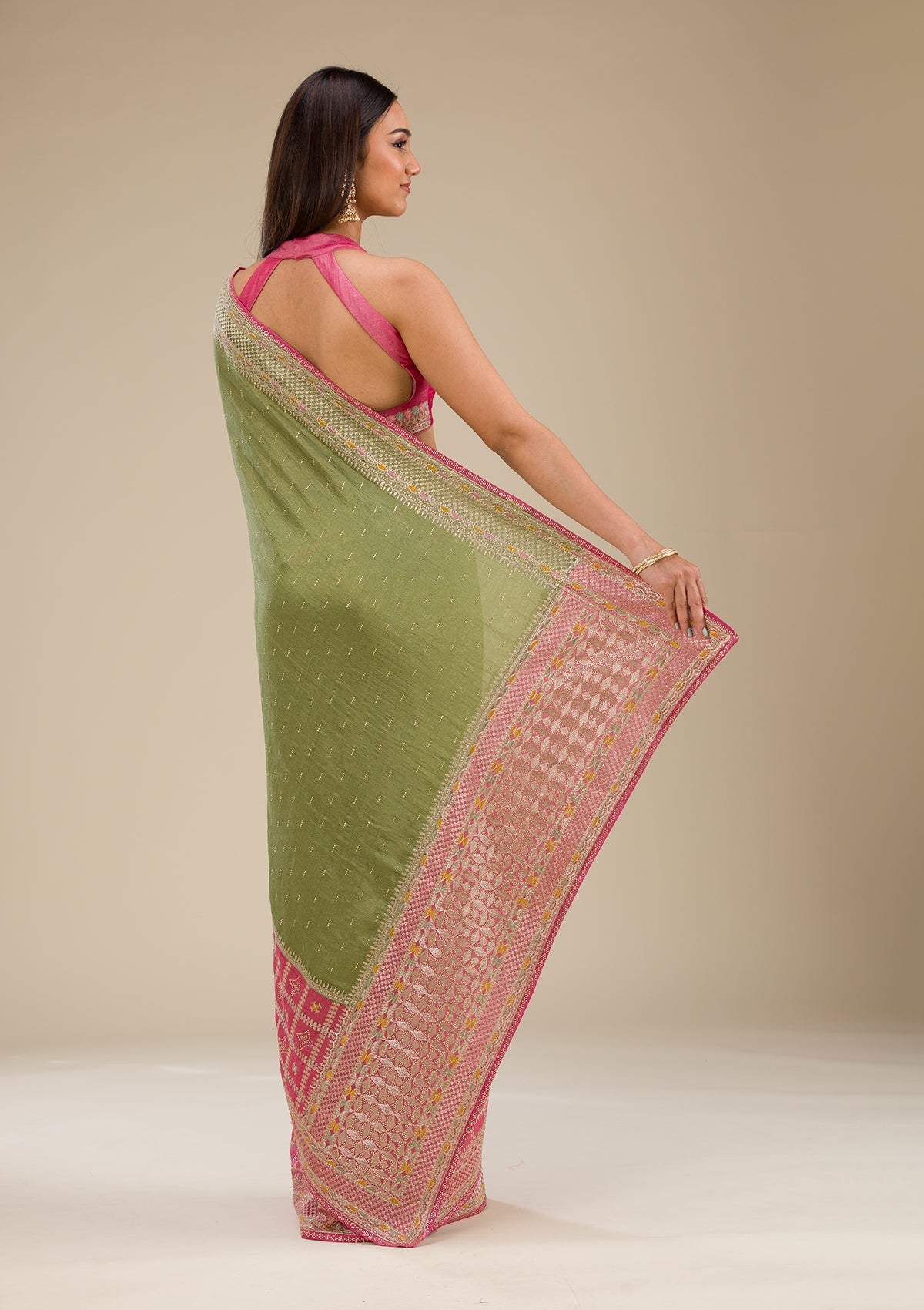 Pink Zariwork Soft Silk Saree-Koskii