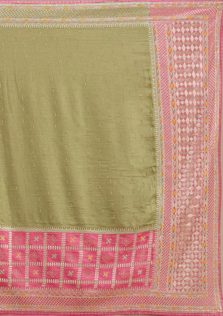 Pink Zariwork Soft Silk Saree-Koskii