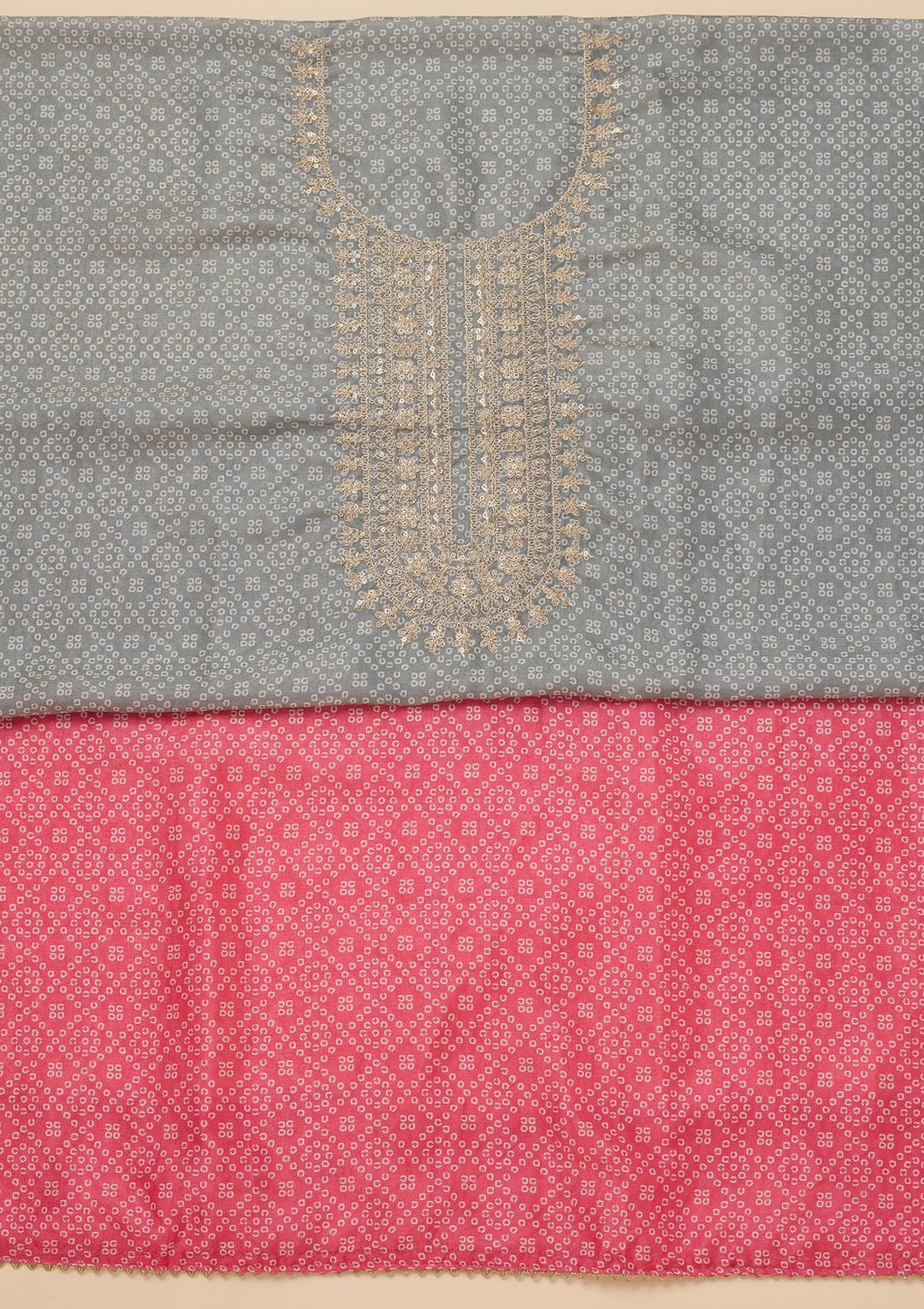 Pink Zariwork Tissue Unstitched Salwar Suit-Koskii