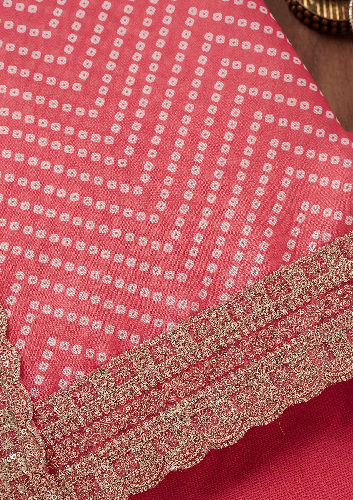 Pink Zariwork Tissue Unstitched Salwar Suit-Koskii