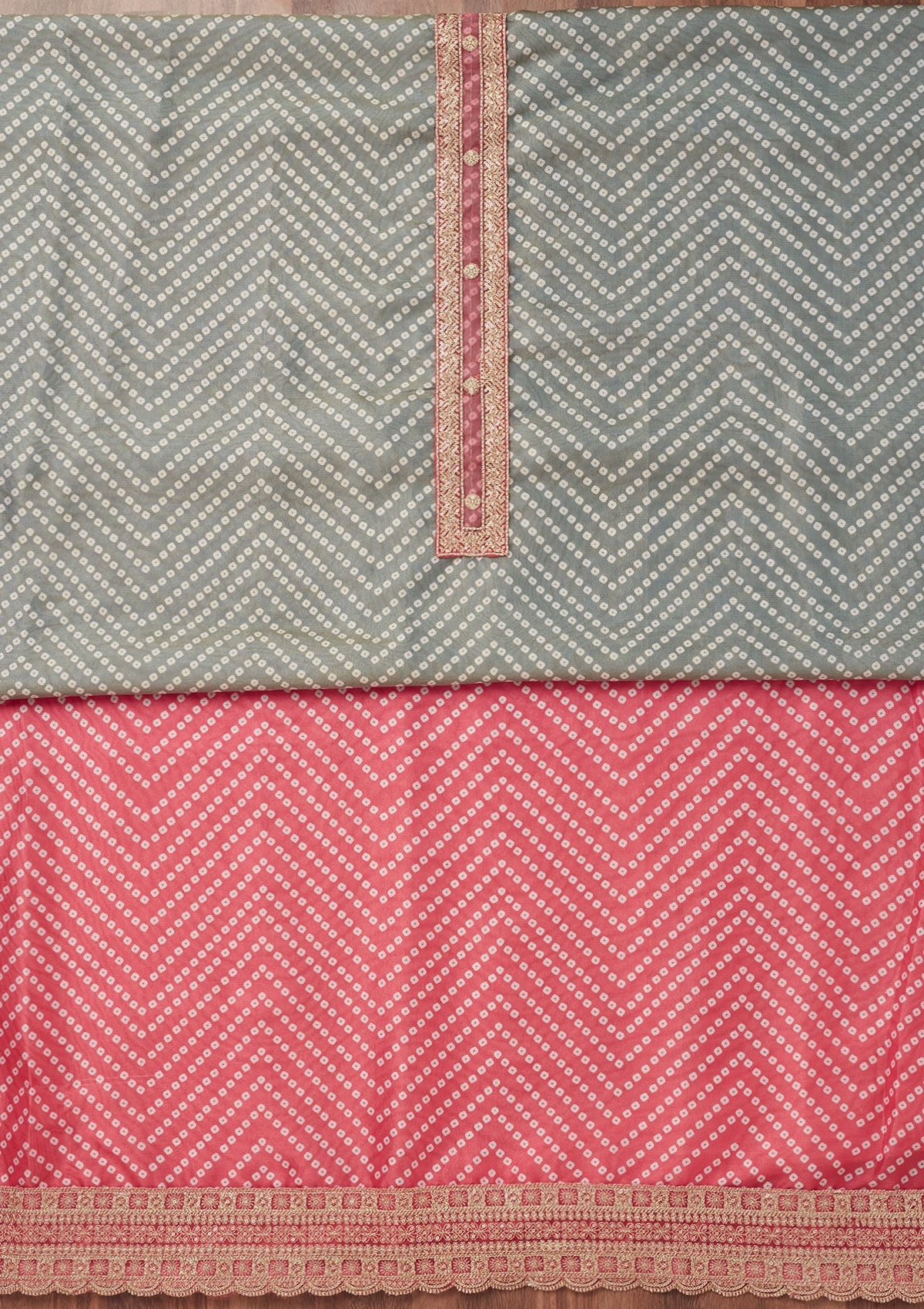 Pink Zariwork Tissue Unstitched Salwar Suit-Koskii