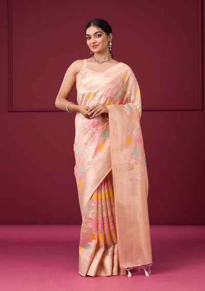 Pink Zariwork Tissue Saree