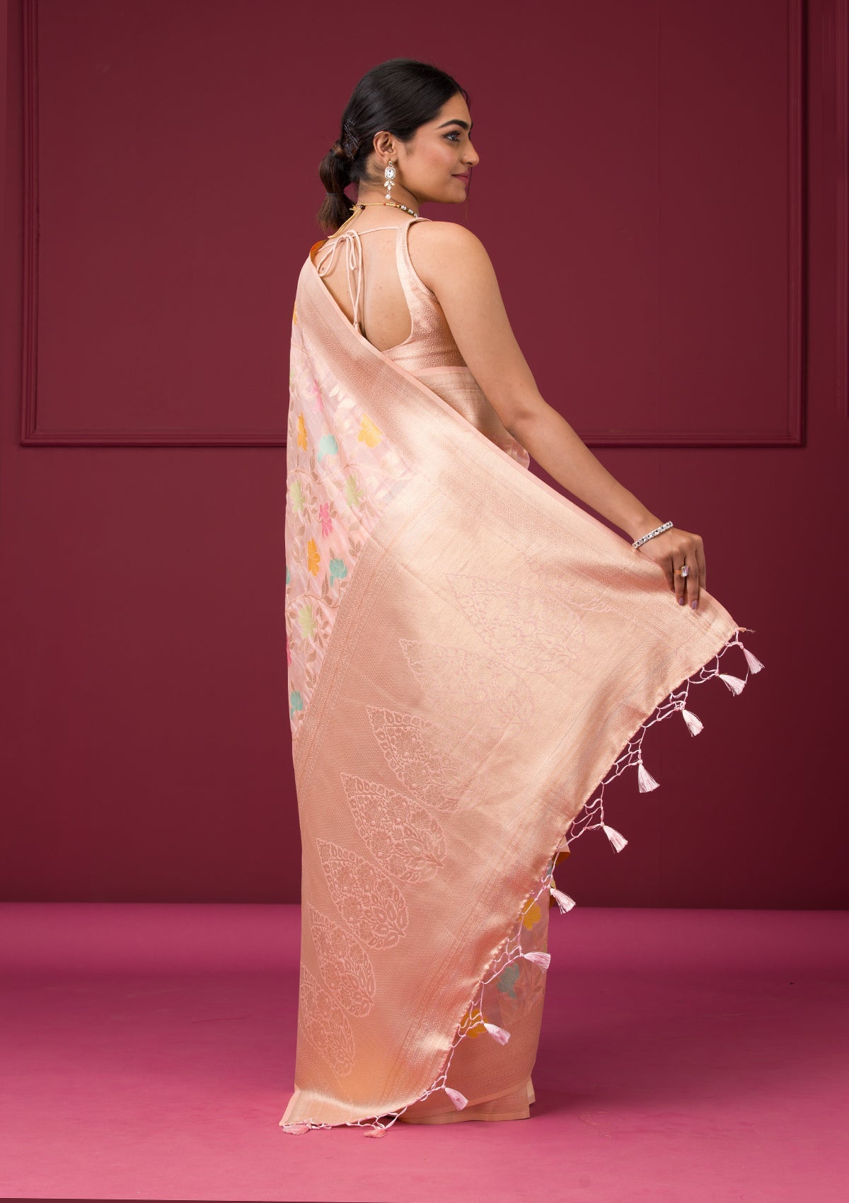 Pink Zariwork Tissue Saree