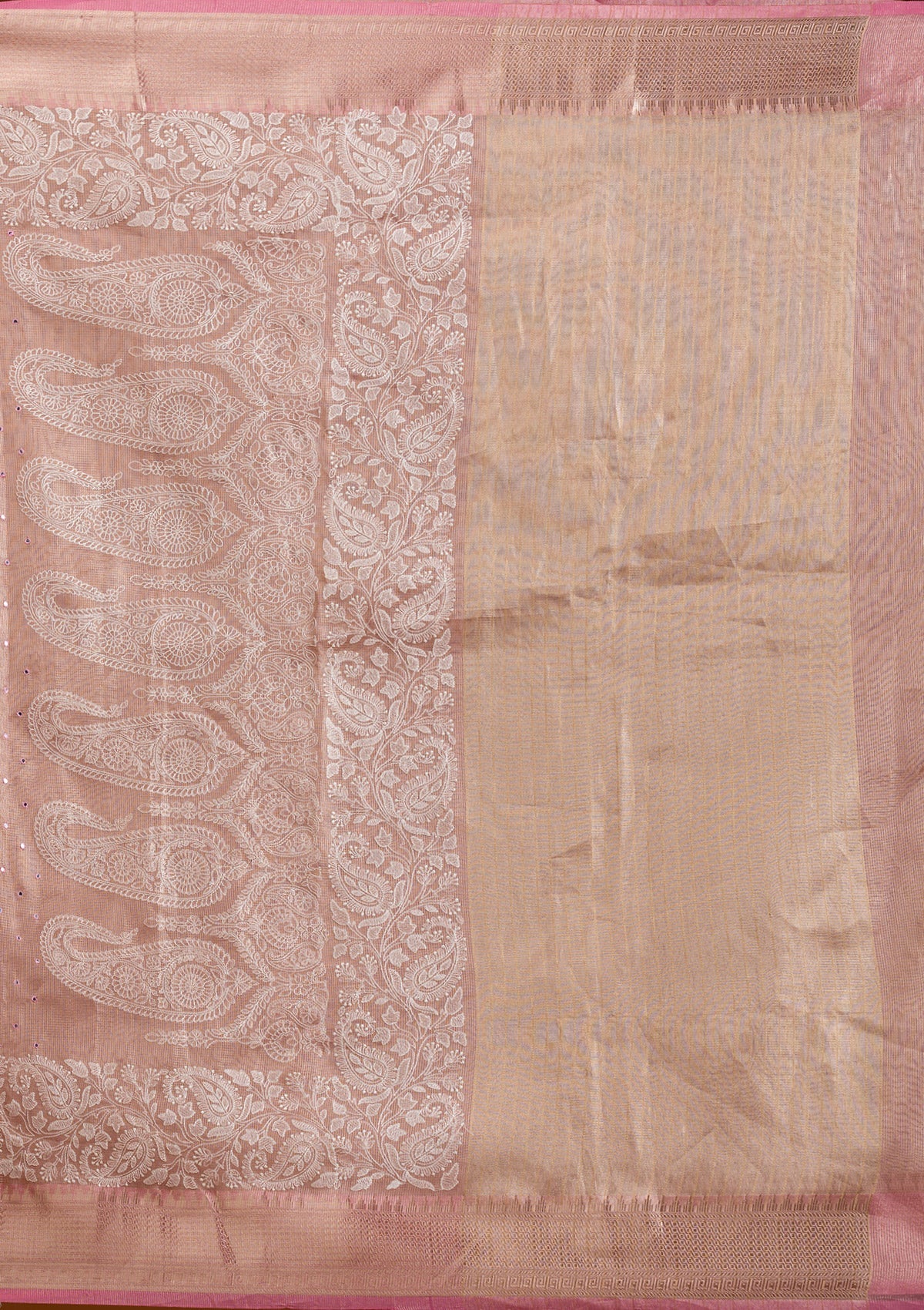 Pink Zariwork Tissue Saree-Koskii