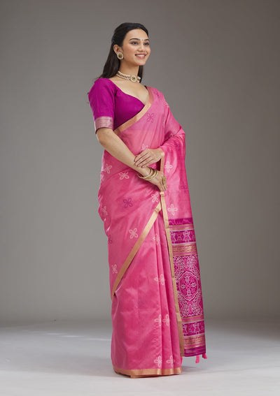 Pink Zariwork Tissue Saree-Koskii