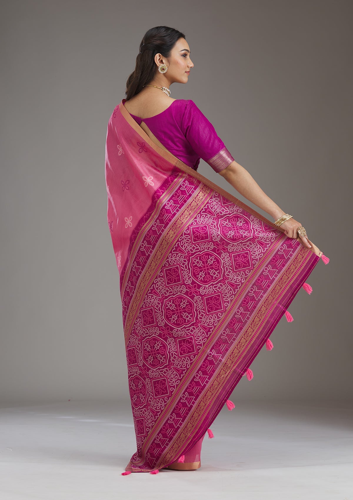 Pink Zariwork Tissue Saree-Koskii