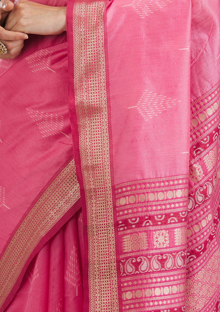 Pink Zariwork Tissue Saree-Koskii