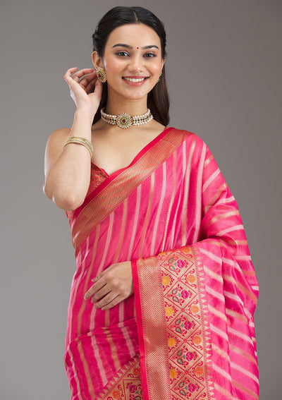 Pink Zariwork Tissue Saree-Koskii