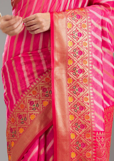 Pink Zariwork Tissue Saree-Koskii