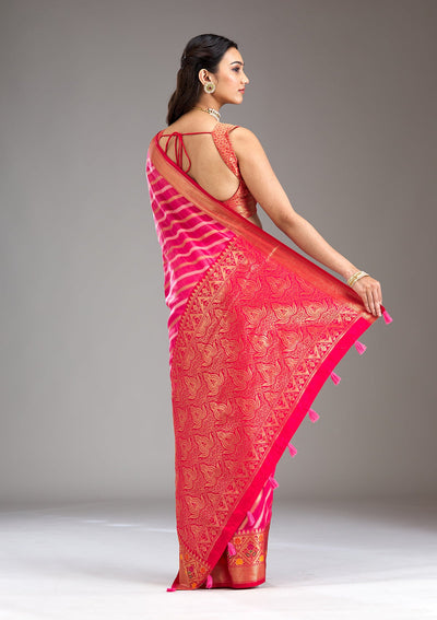 Pink Zariwork Tissue Saree-Koskii