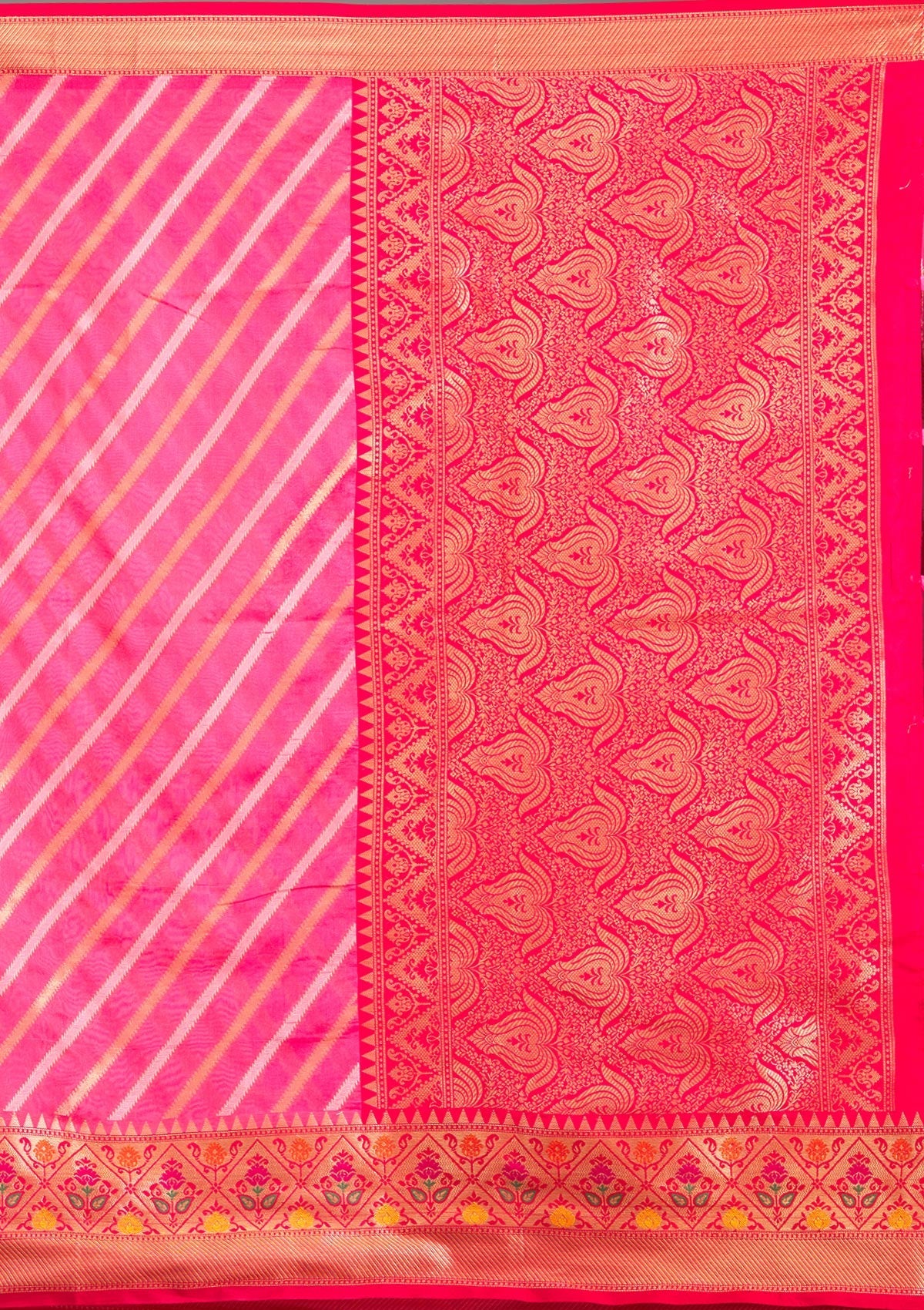 Pink Zariwork Tissue Saree-Koskii