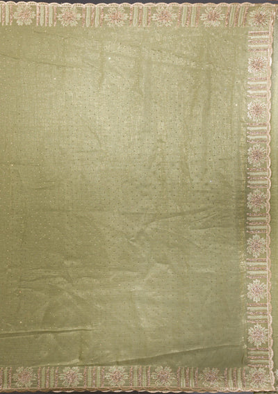 Pista Green Stonework Tissue Saree-Koskii