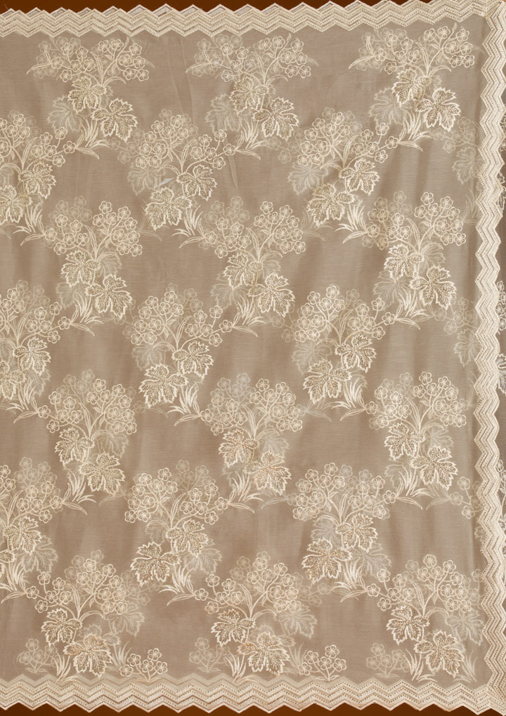 Pista Green Threadwork Chiffon Saree