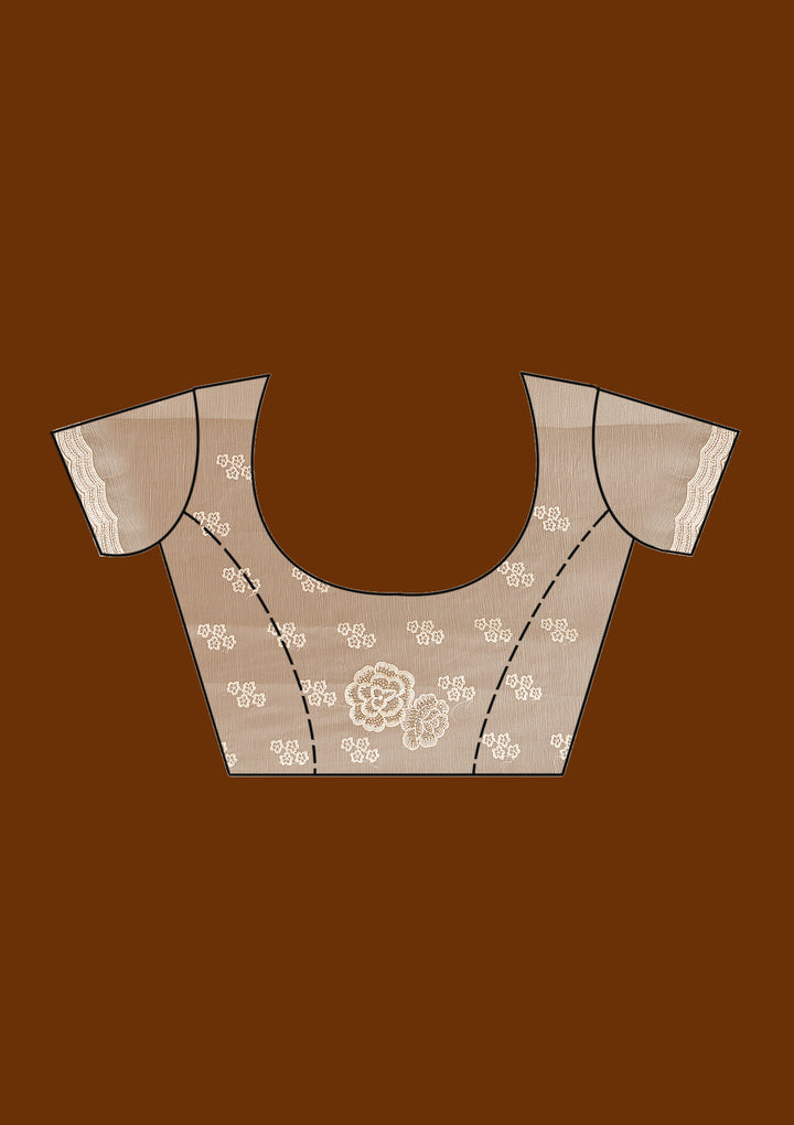 Pista Green Threadwork Chiffon Saree