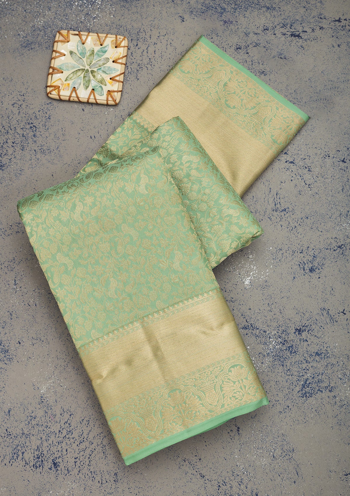 Pista Green Zariwork Pure Silk Saree-Koskii