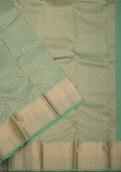 Pista Green Zariwork Pure Silk Saree-Koskii