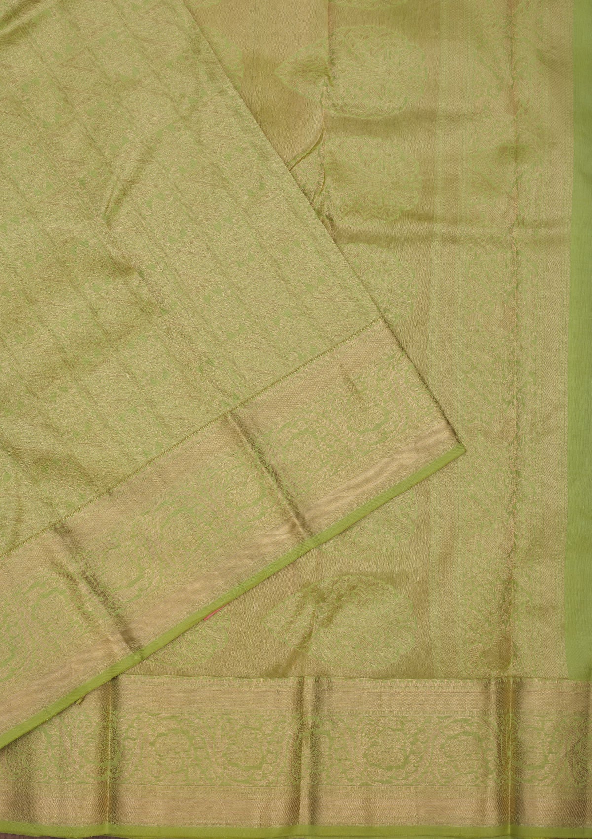 Pista Green Zariwork Pure Silk Saree-Koskii