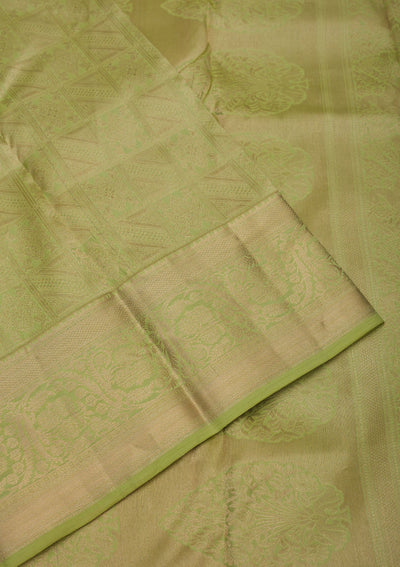 Pista Green Zariwork Pure Silk Saree-Koskii