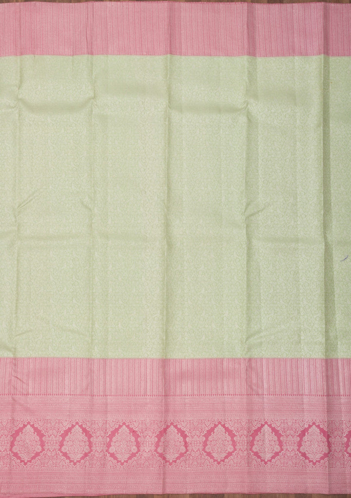 Pista Green Zariwork Pure Silk Saree-Koskii