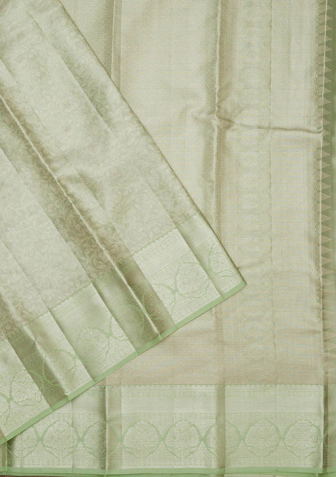 Pista Green Zariwork Pure Silk Saree-Koskii