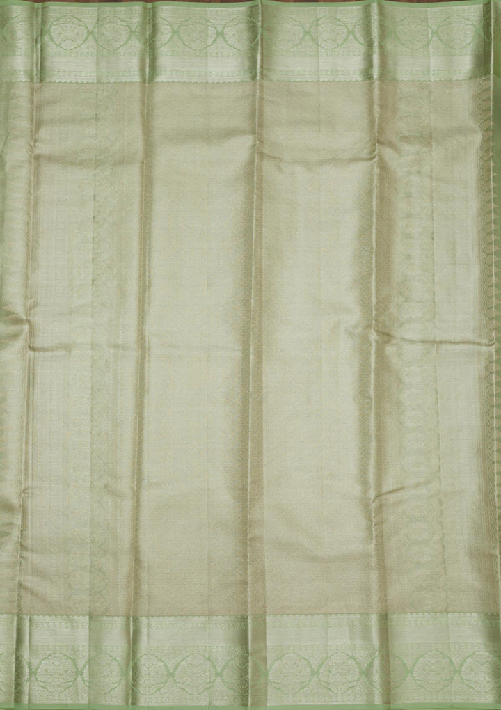 Pista Green Zariwork Pure Silk Saree-Koskii