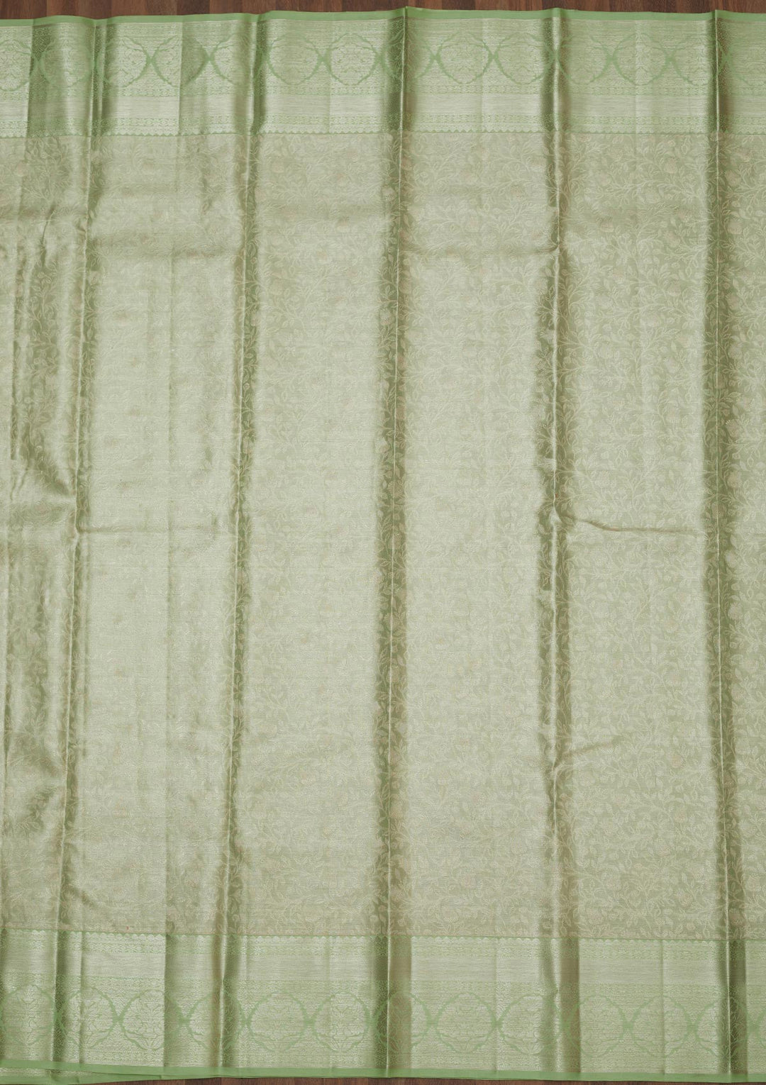 Pista Green Zariwork Pure Silk Saree-Koskii