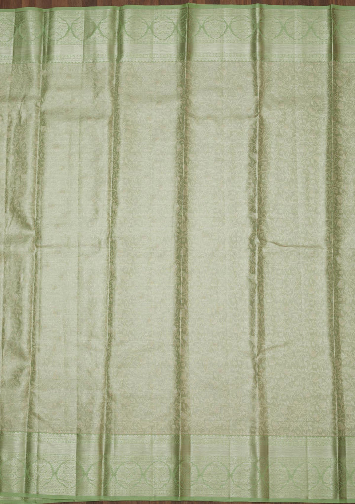 Pista Green Zariwork Pure Silk Saree-Koskii