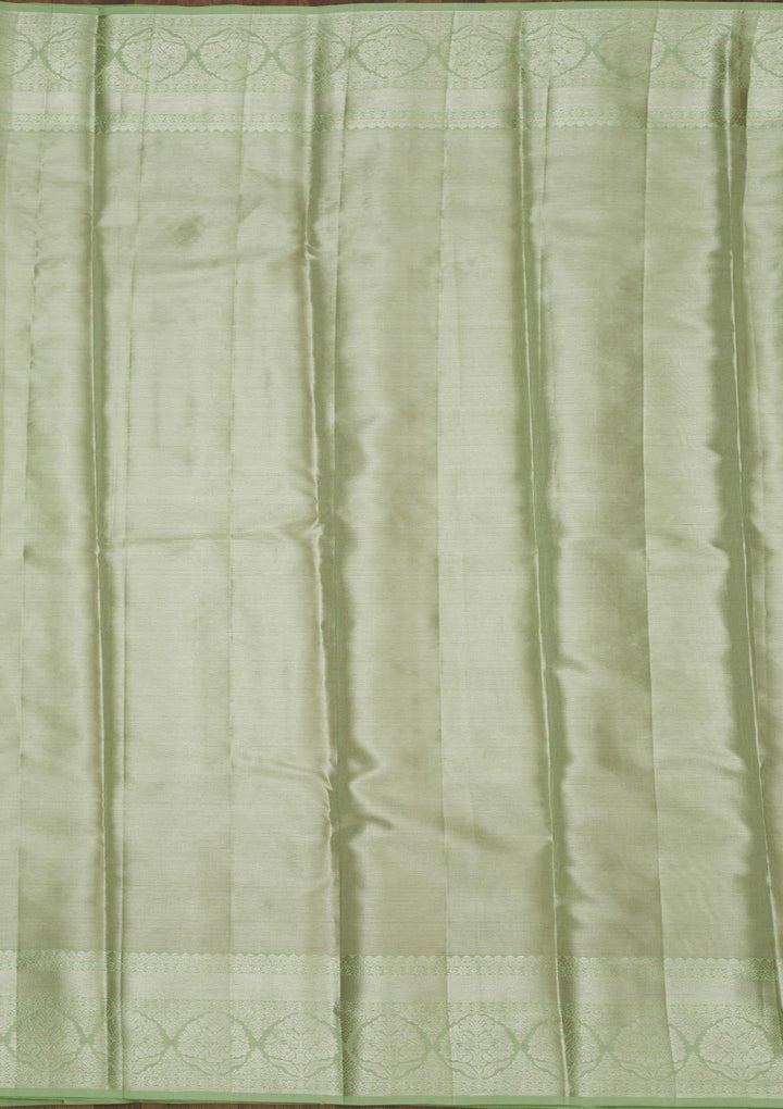 Pista Green Zariwork Pure Silk Saree-Koskii