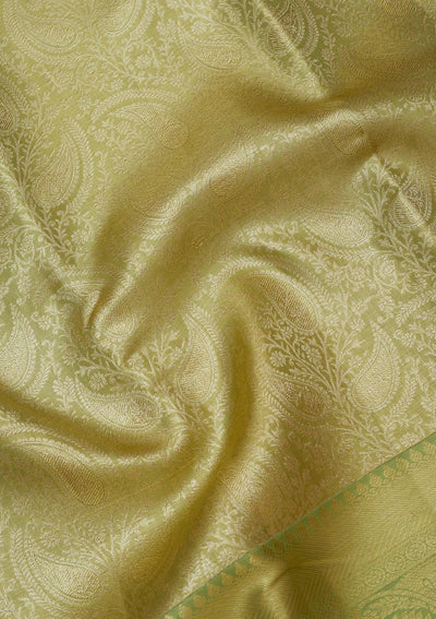 Pista Green Zariwork Pure Silk Saree-Koskii