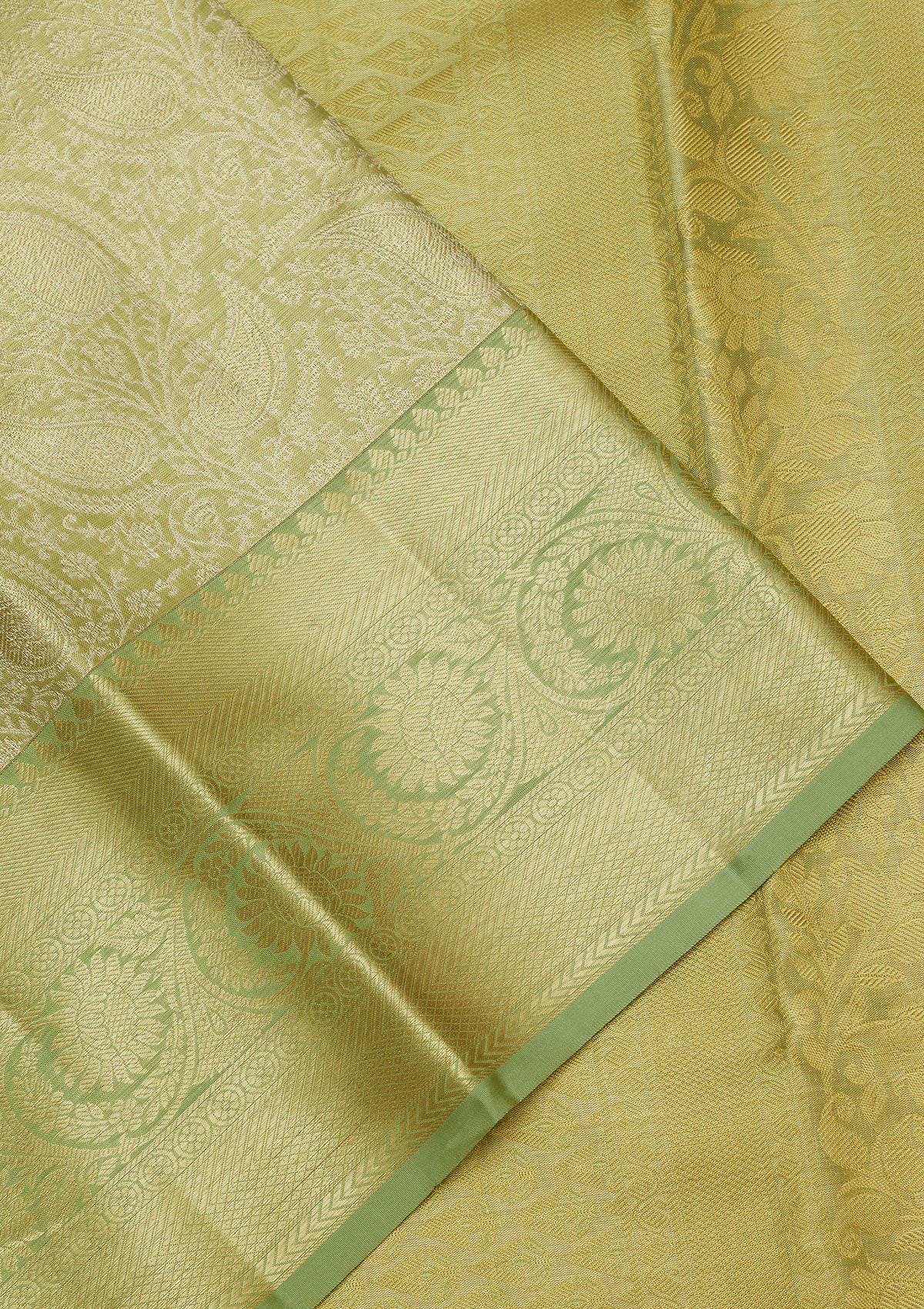 Pista Green Zariwork Pure Silk Saree-Koskii