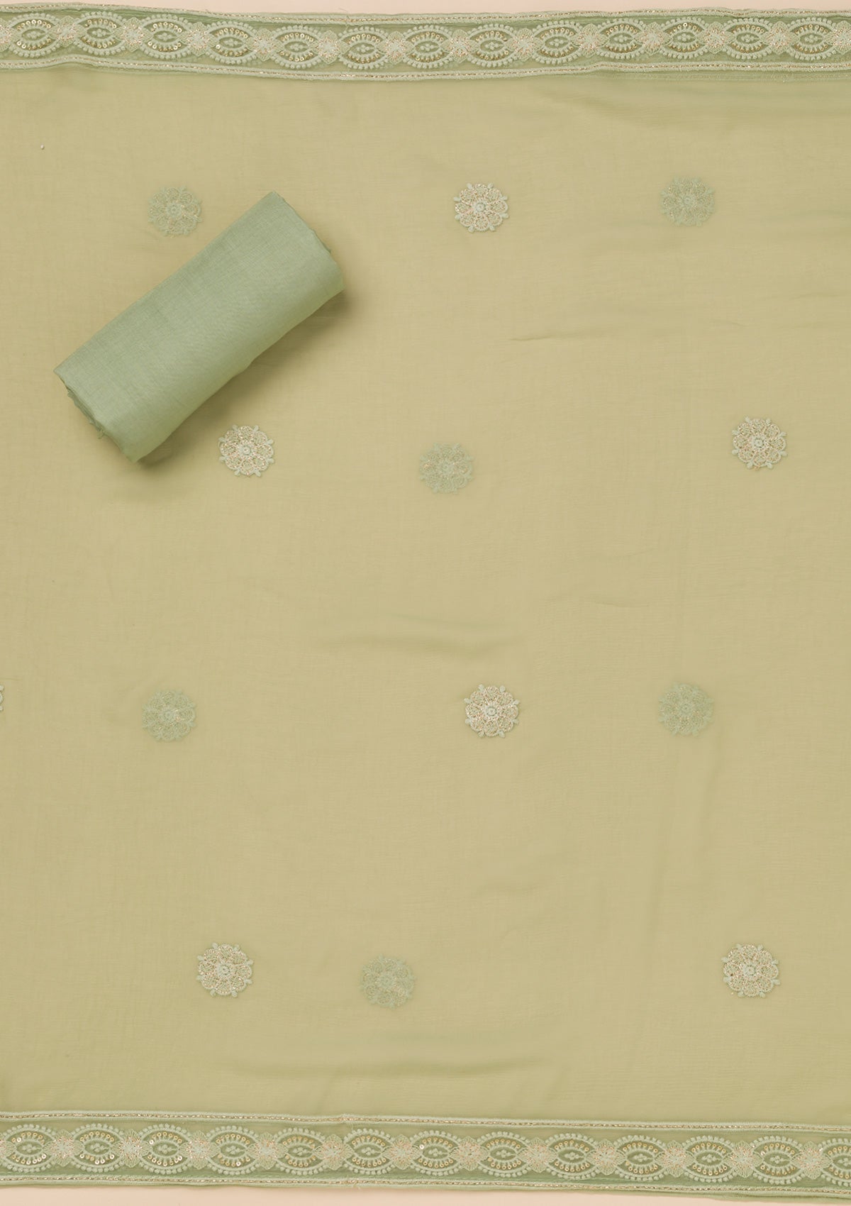 Pista Green Chikankari Georgette Unstitched Salwar Suit-Koskii