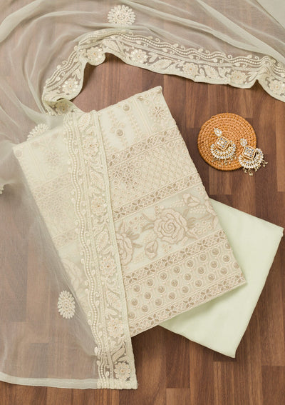 Pista Green Chikankari Georgette Unstitched Salwar Suit-Koskii