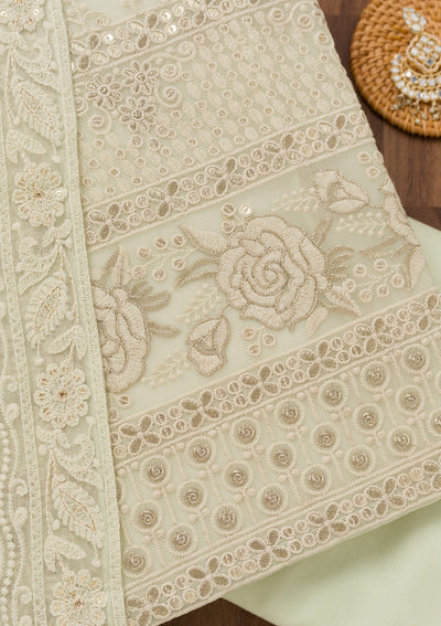 Pista Green Chikankari Georgette Unstitched Salwar Suit-Koskii
