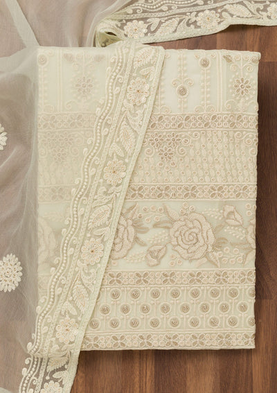 Pista Green Chikankari Georgette Unstitched Salwar Suit-Koskii