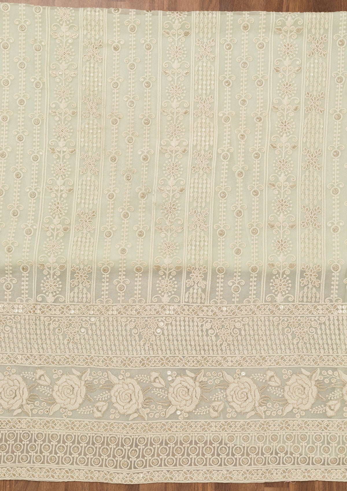 Pista Green Chikankari Georgette Unstitched Salwar Suit-Koskii