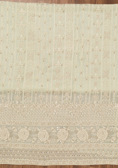 Pista Green Chikankari Georgette Unstitched Salwar Suit-Koskii