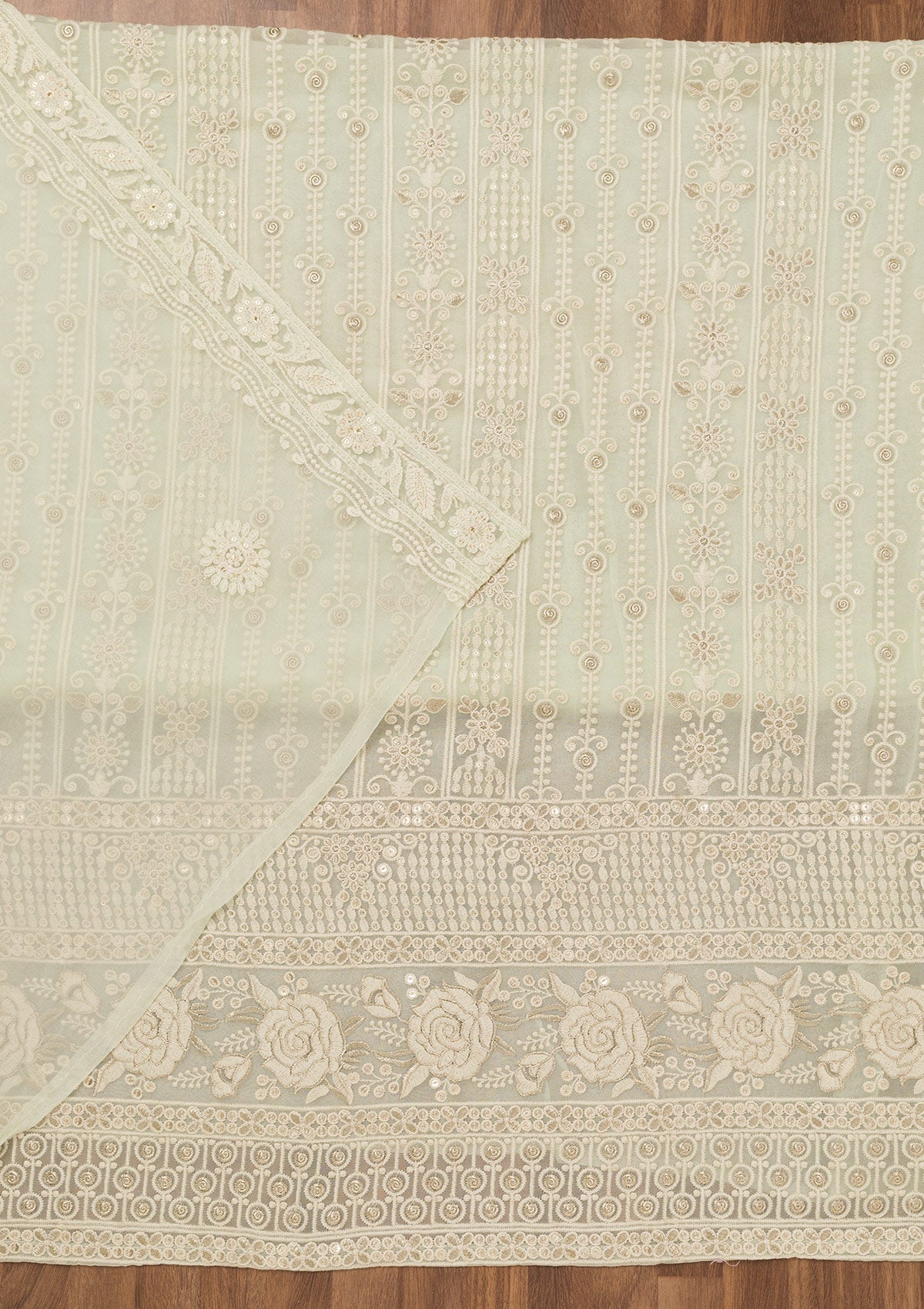 Pista Green Chikankari Georgette Unstitched Salwar Suit-Koskii