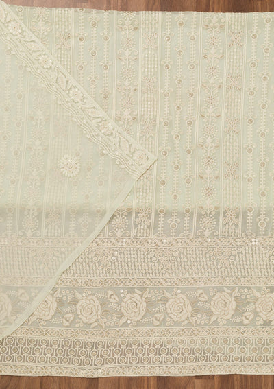 Pista Green Chikankari Georgette Unstitched Salwar Suit-Koskii